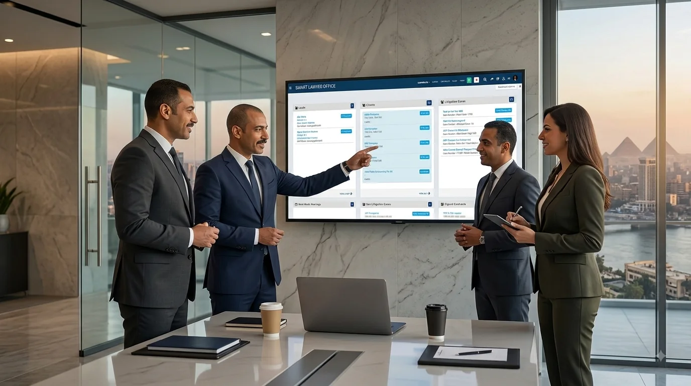 Litigation and court hearing tracking board in Smart Lawyer Office for a multi-branch law firm in Egypt