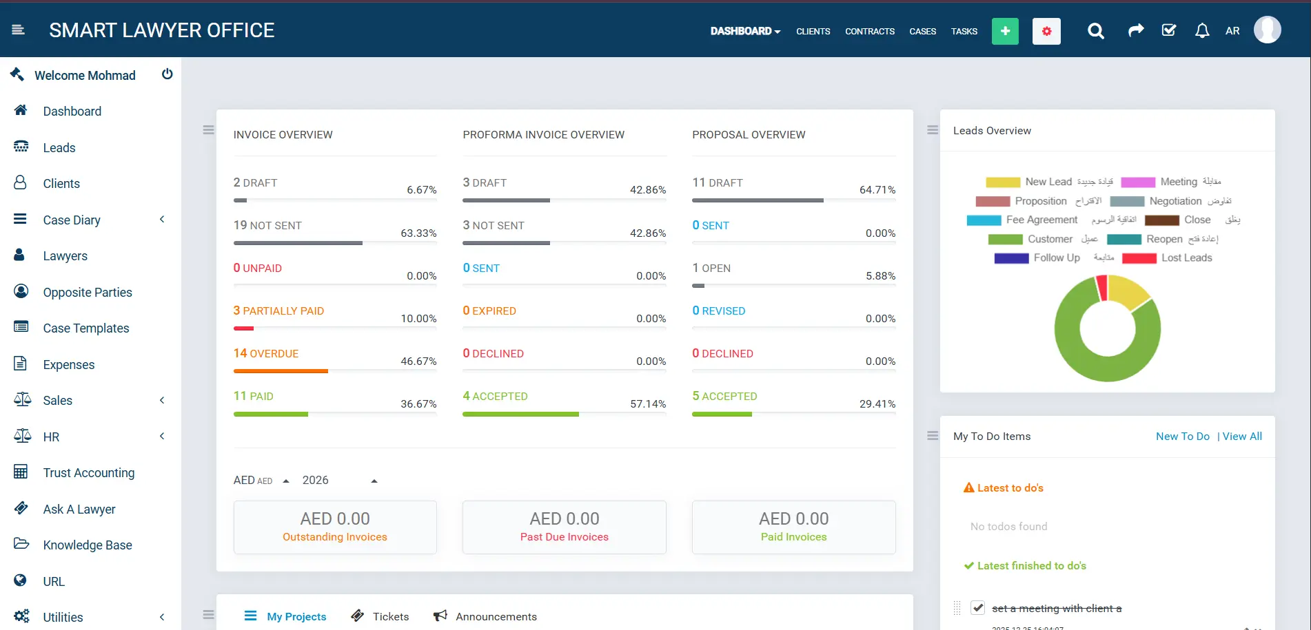 Legal Dashboard Page Screenshot