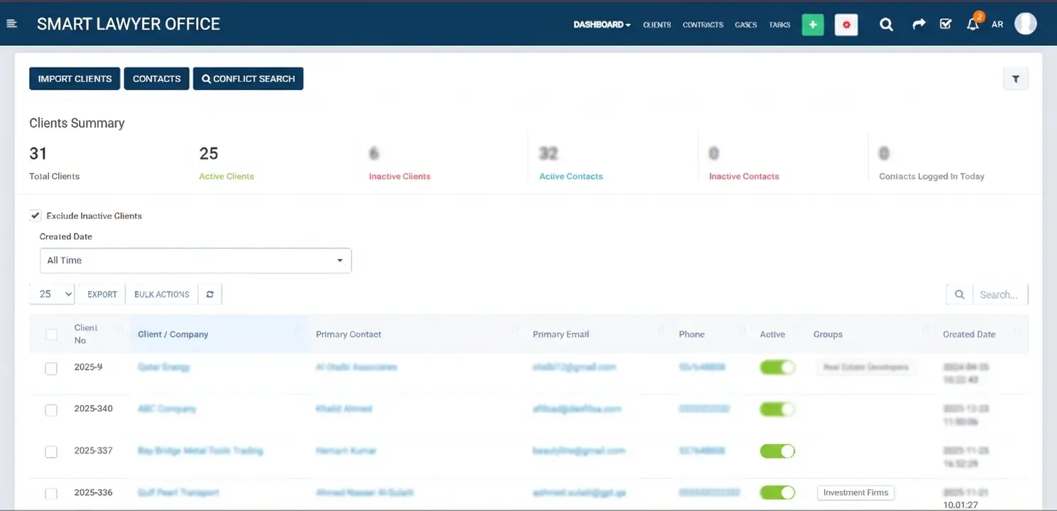 Clients Overview Page Screenshot