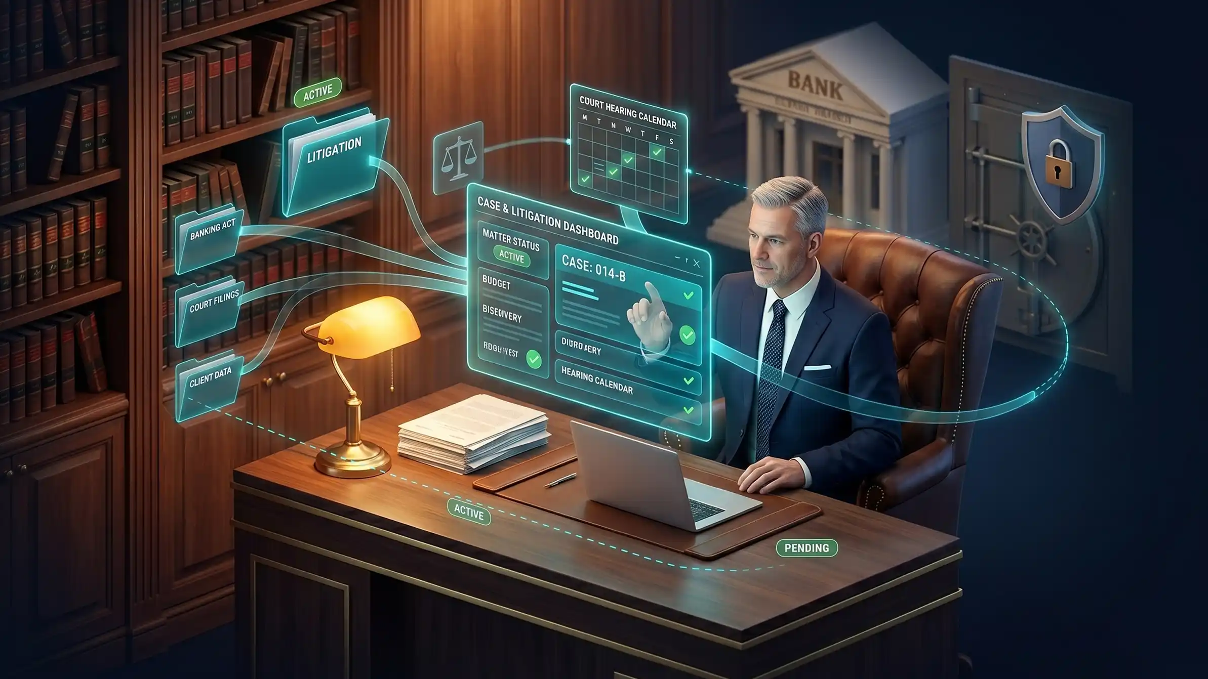 Legal case and matter management software for Banks & Financial Institutions in Smart Legal Counsel, running regulatory matters, disputes and high-volume recovery and cheque-bounce litigation