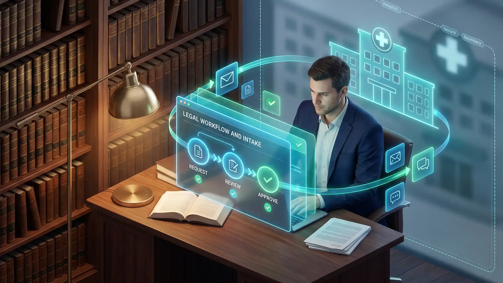 Legal department workflow, clinical staff labour case and vendor approval automation connected to email and defence counsel for a Healthcare Providers legal team in Smart Legal Counsel