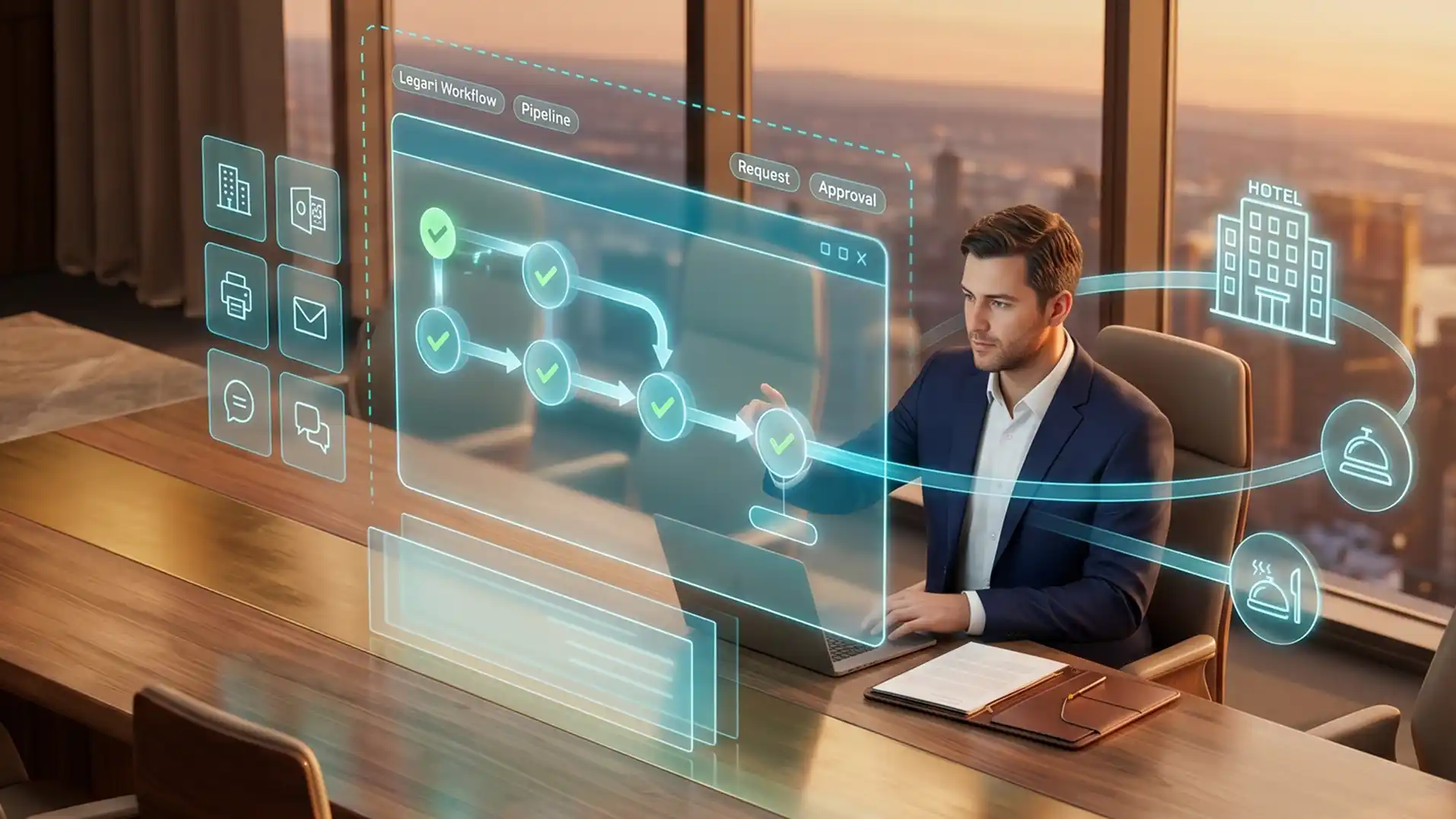 Vendor contract approval, purchase order and workflow automation with secure e-signature for Hospitality & Hotels in Smart Legal Counsel, connected to email and the law firm panel