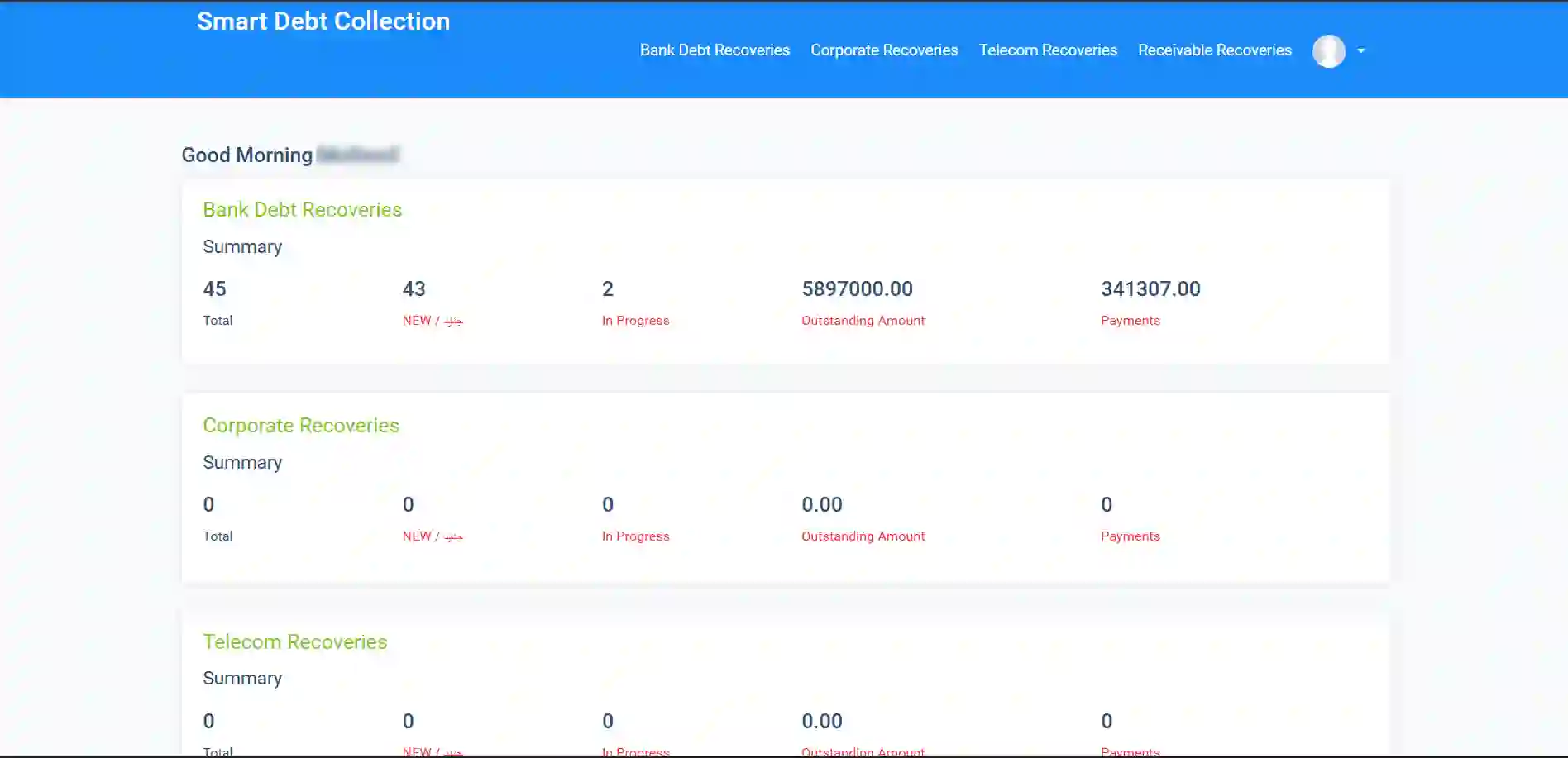 Client Dashboard Page Screenshot