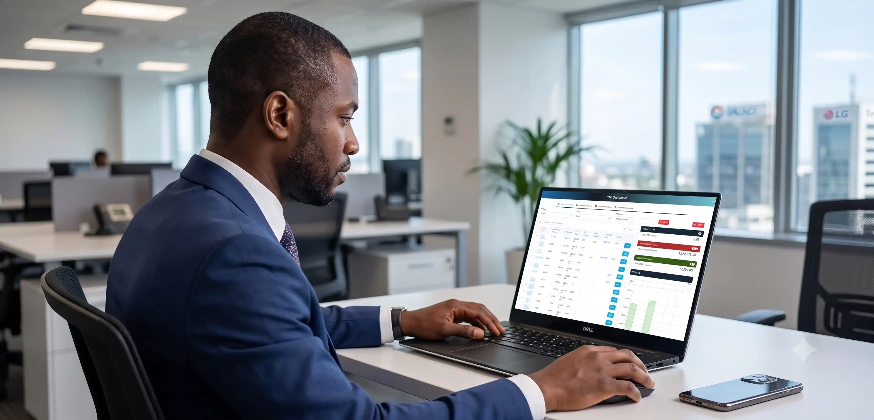 Smart Debt Collection accounts receivable and loan recovery management system for Nigerian banks and microfinance banks, showing collection tracking, aging analysis, and NPL payment recovery