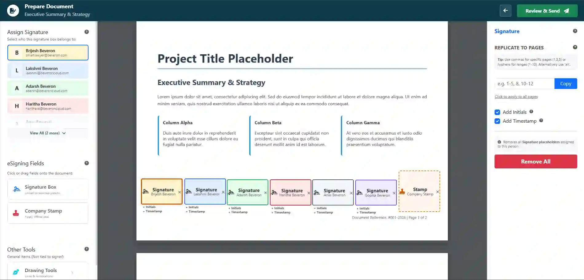Esignature Platform Page Screenshot