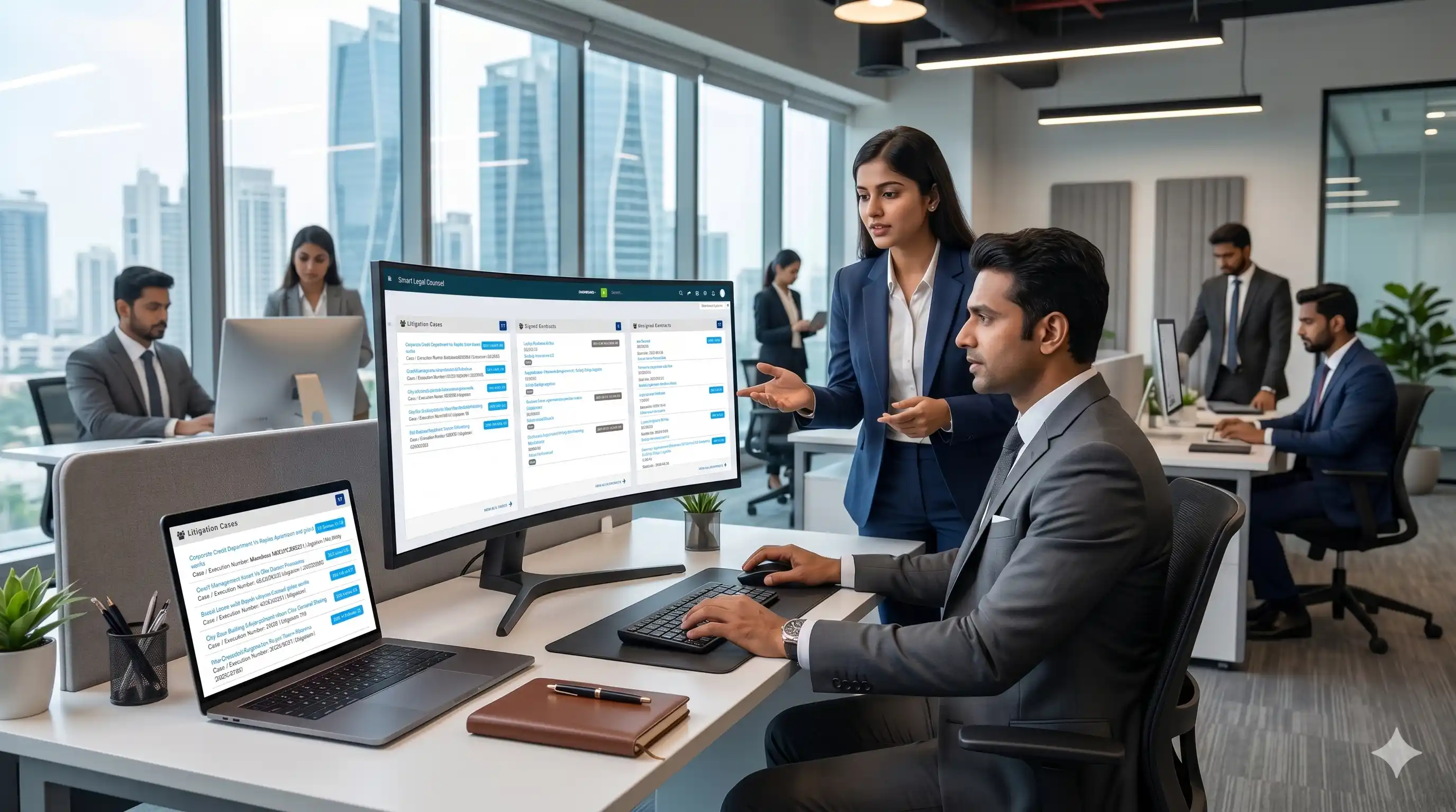 Smart Legal Contract CLM dashboard showing contract lifecycle automation, approval workflows, and compliance tracking for Indian enterprises