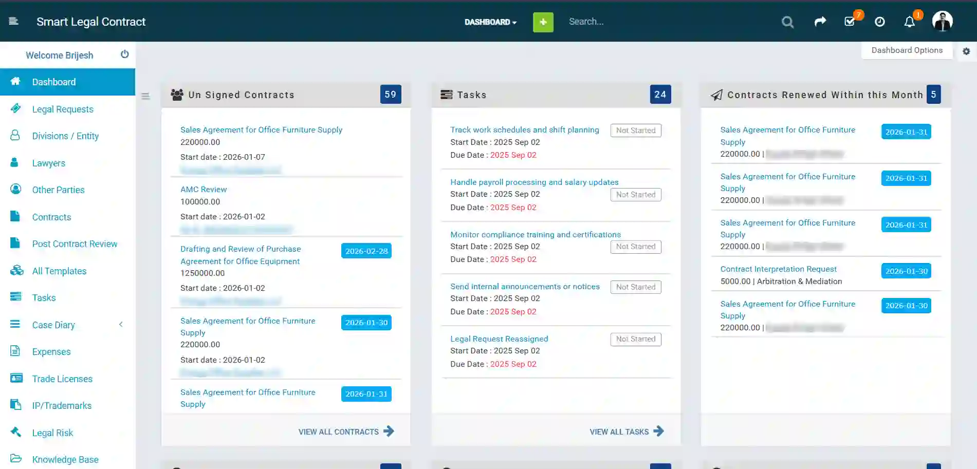My Dashboard Page Screenshot